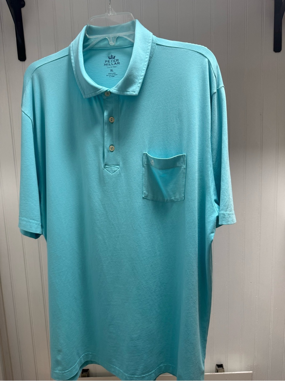 Peter Millar Men's Aqua Pocket Polo, 50Chest XL
